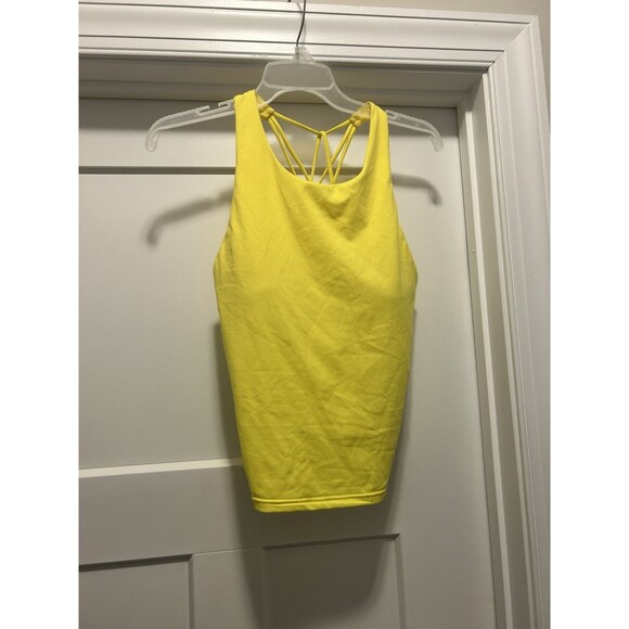 Fabletics Athletic Tank Top Women's Size Large Yellow High Neck Active Shelf Bra - Picture 1 of 4